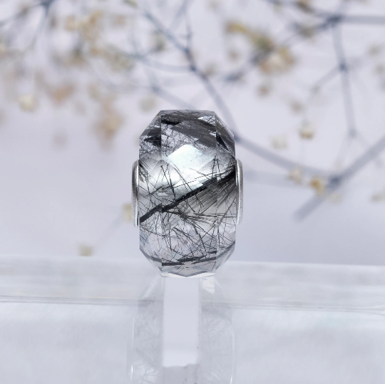 Black Rutilated Quartz Crystal Beads New Style Gemstone Small Core for Charm Bracelets