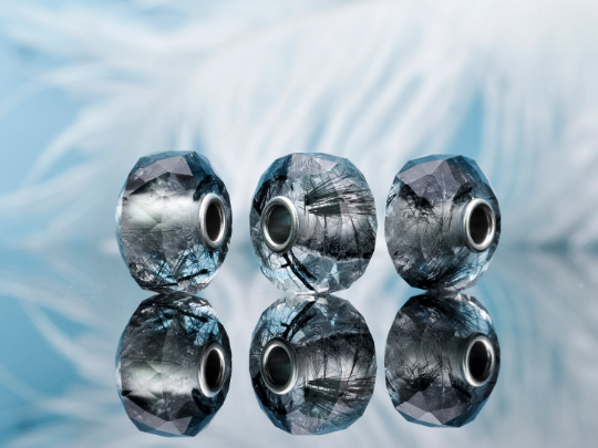 Black Rutilated Quartz Crystal Beads New Style Gemstone Small Core for Charm Bracelets