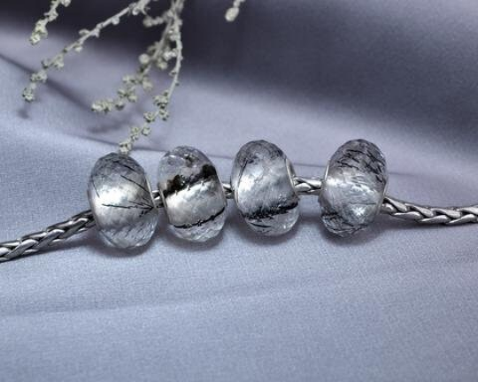Black Rutilated Quartz Jewellery Gemstone Bead Big Core Fits European Charm Bracelets Thanksgiving Day Gifts Birthday Gifts