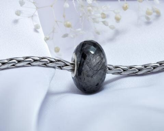 Black Rutilated Quartz Jewellery Gemstone Bead Big Core Fits European Charm Bracelets Thanksgiving Day Gifts Birthday Gifts