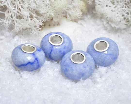 Blue Aventurine Ampearlbeads Faceted Natural Gemstone Bead for European Charms Bracelets