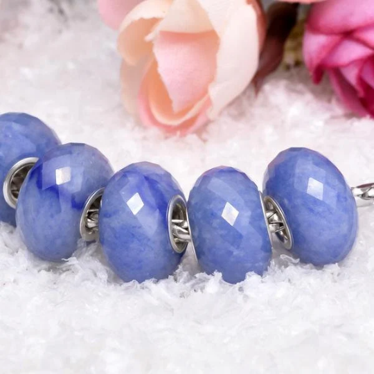 Blue Aventurine Ampearlbeads Faceted Natural Gemstone Bead for European Charms Bracelets