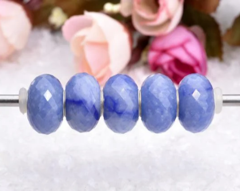 Blue Aventurine Ampearlbeads Faceted Natural Gemstone Bead for European Charms Bracelets