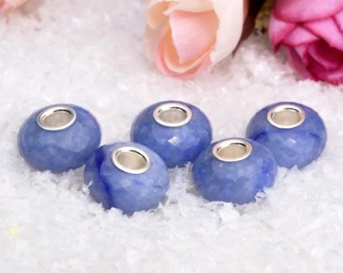Blue Aventurine Ampearlbeads Faceted Natural Gemstone Bead for European Charms Bracelets