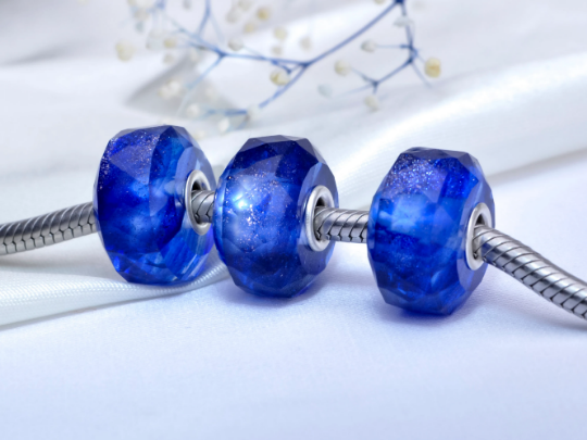 Faceted Stylish Blue Sand Stone Bead with Small Core Natural Beads Blue Charm
