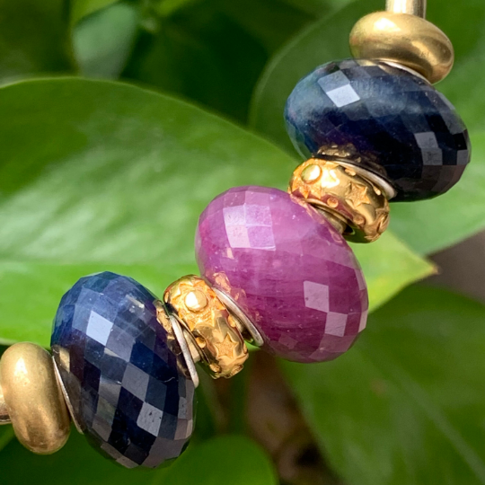 Gorgeous Faceted Blue Sapphire Beads Gemstone Beads For European Trollbeads Bracelets and Some of the Pandora Bangles