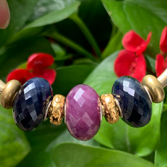 Gorgeous Faceted Blue Sapphire Beads Gemstone Beads For European Trollbeads Bracelets and Some of the Pandora Bangles