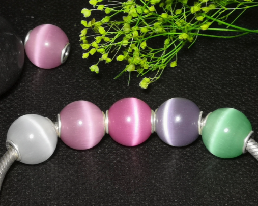 Mini Round Bead Burgundy Cat Eye Bead Pink Cat Eye Gemstone with Small core for Charms Bracelets