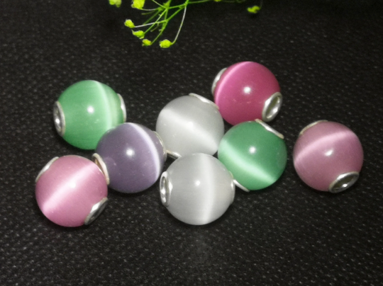 Mini Round Bead Burgundy Cat Eye Bead Pink Cat Eye Gemstone with Small core for Charms Bracelets