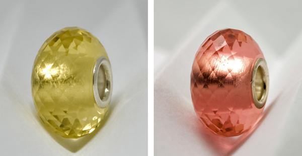 Faceted Changeable Multicolour Bead Yellow to Pink with Sterling Silver Core for Charm Bracelets