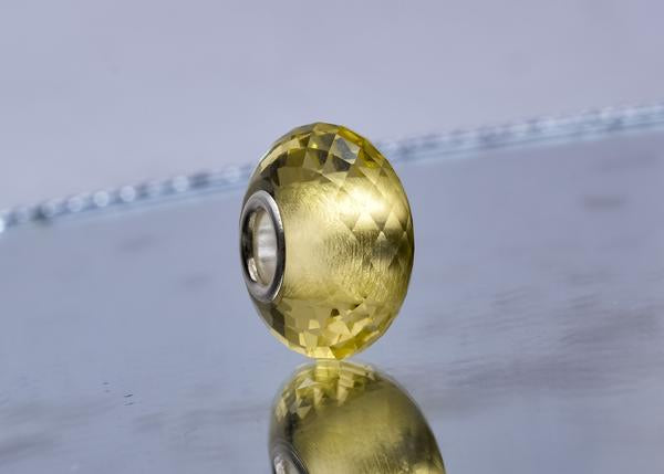Faceted Changeable Multicolour Bead Yellow to Pink with Sterling Silver Core for Charm Bracelets
