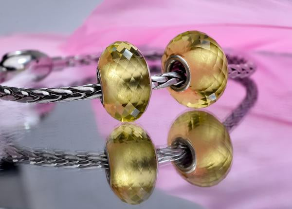Faceted Changeable Multicolour Bead Yellow to Pink with Sterling Silver Core for Charm Bracelets