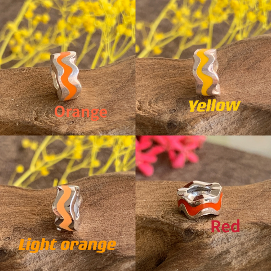 Ampearlbeads Colourful Wavy Line 925 Silver Stoppers for European Trollbeads Bracelets and Some of the Pandora Bangles