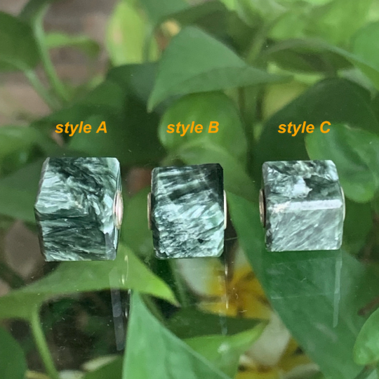Elegant Ampearlbeads Cube Shape Green Charoite Beads Silk Seraphinite Square Beads for European Pandora Trollbeads Bracelets or Bangles
