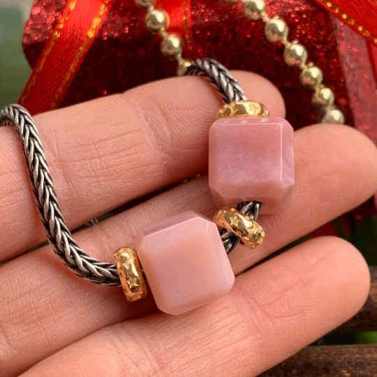 Cube Square Beads Labradorite Sunstone Aquamarine Moonstone Pink Opal beads for Trollbeads Bracelets