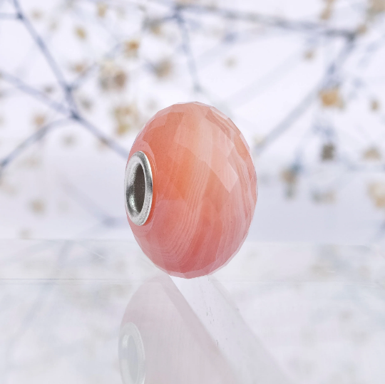 Cute Persian Agate Onyx Bead Natural Faceted Fits Only Small Core Style Bracelets