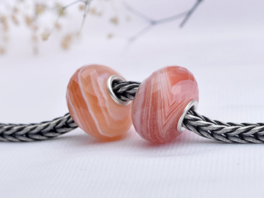 Cute Persian Agate Onyx Bead Natural Faceted Fits Only Small Core Style Bracelets