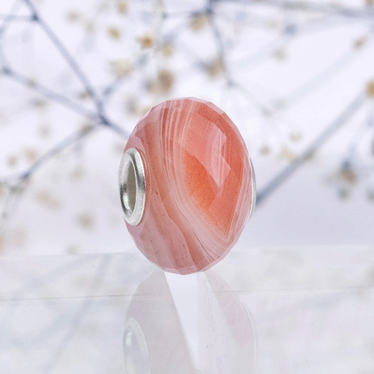 Cute Persian Agate Onyx Bead Natural Faceted Fits Only Small Core Style Bracelets