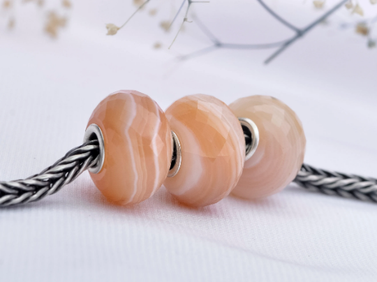 Cute Persian Agate Onyx Bead Natural Faceted Fits Only Small Core Style Bracelets