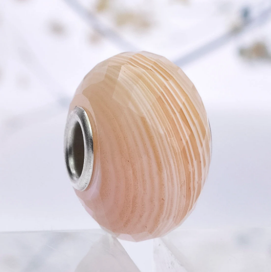 Cute Persian Agate Onyx Bead Natural Faceted Fits Only Small Core Style Bracelets