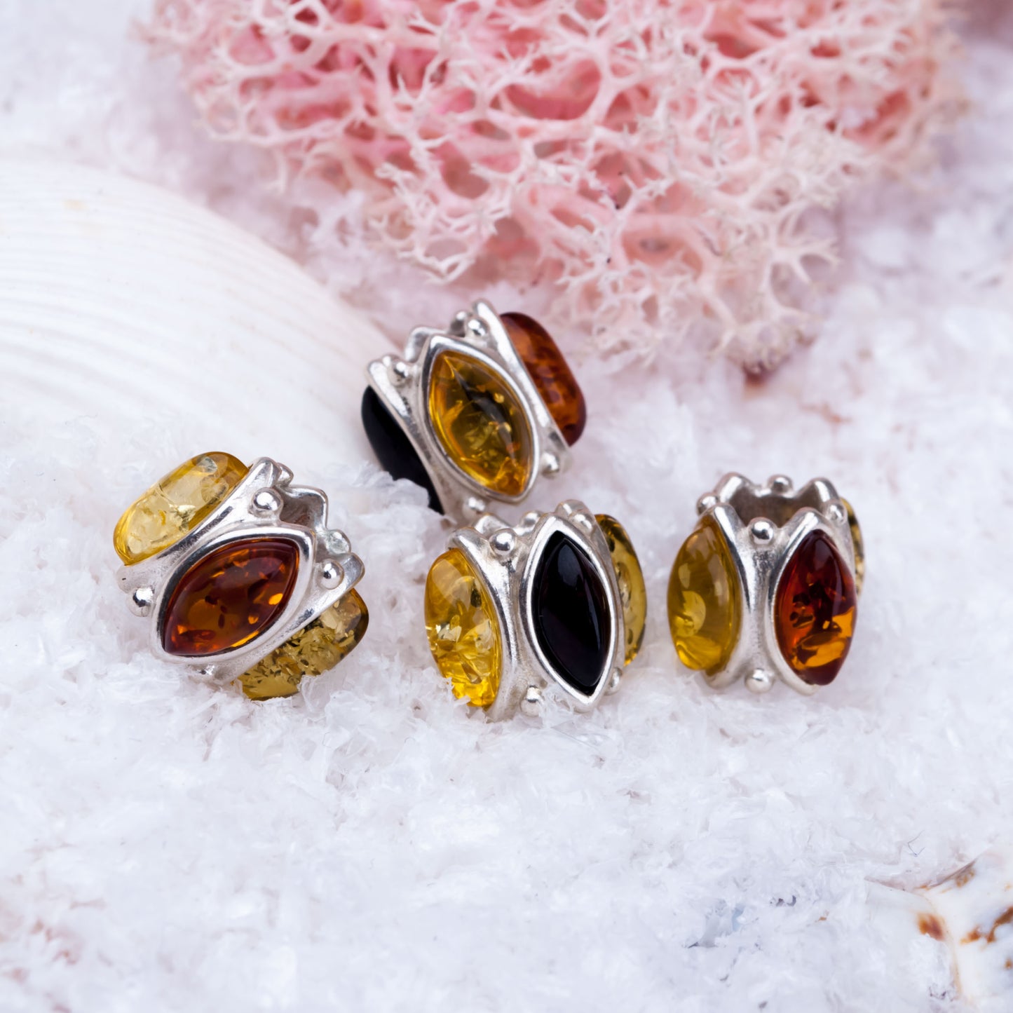 Sterling Sliver Beads Inlay with Gorgeous Ambers Creative Design Jewellery for European Bracelets