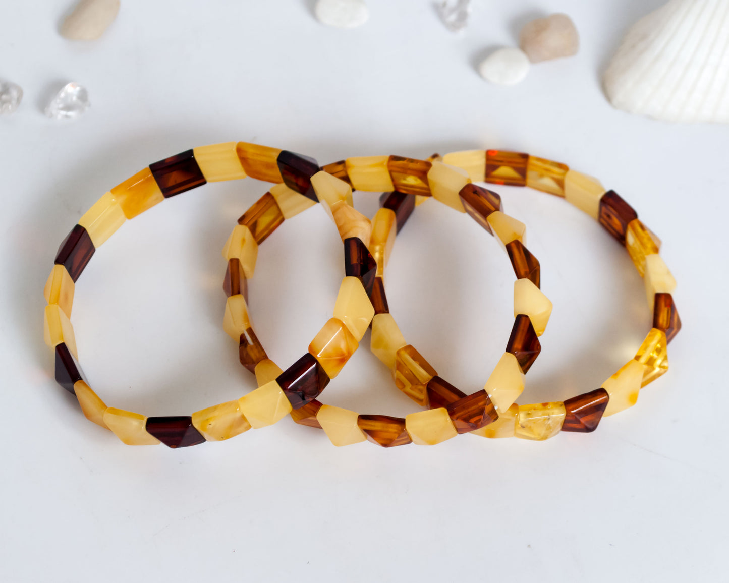 Natural Trendy Rivet Shape Amber Bracelets Bangles for Women Man Charm Bracelets