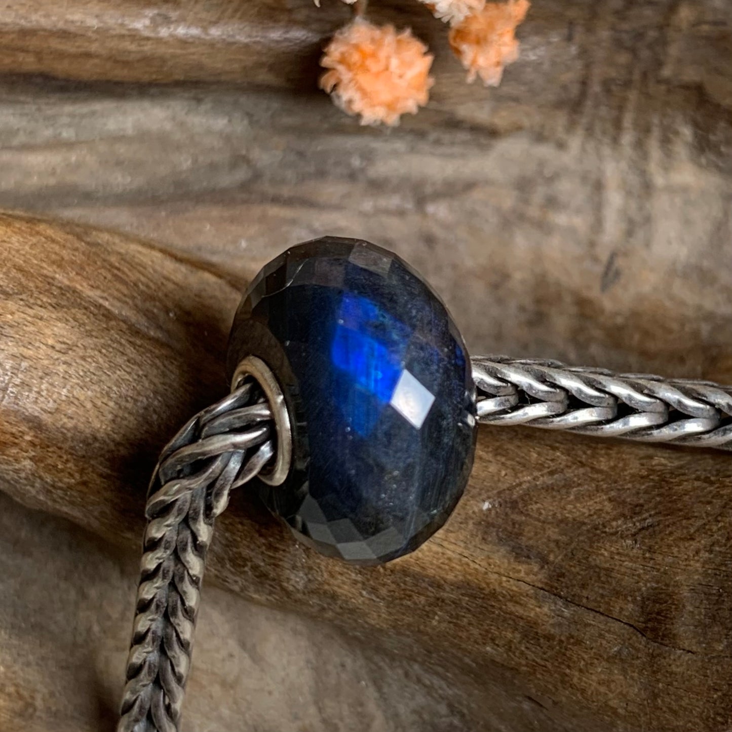 Gergous Faceted Dark Black Labradorite Beads With Blue Flash Gemstone Beads Fit for Charm European Bracelets