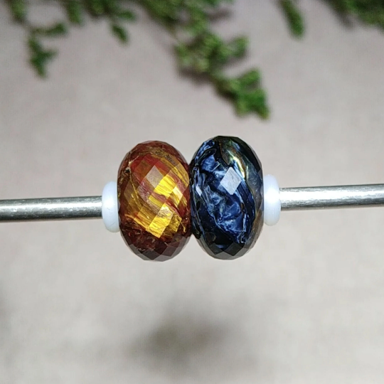 Ampearlbeads Faceted Amazing Pietersite Gemstone Beads Colourful Bead for European Charm Bracelets