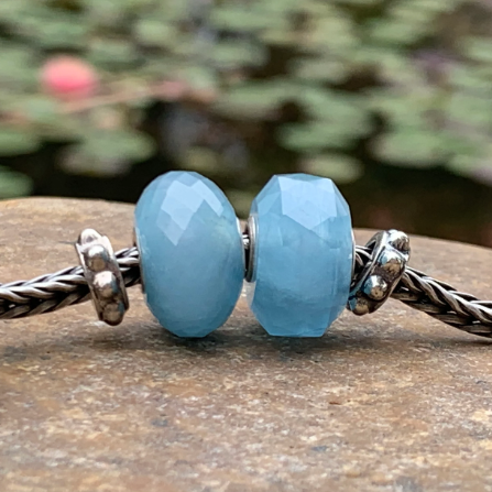 Ampearlbeads Faceted Aquamarine Bead with Silver Core Natural Gemstone beads for European Pandora or Trollbeads Bracelets and Bangles