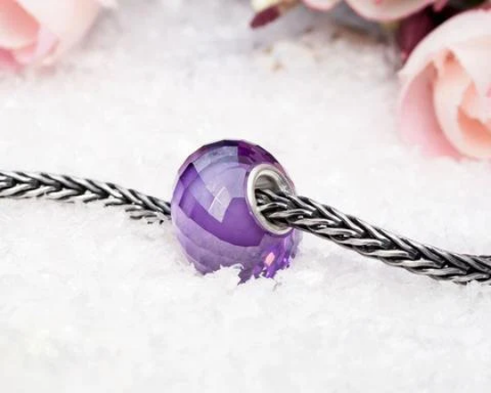 Faceted Artificial Purple Zircon Gorgeous Beads with Sterling Silver Core for European Bracelet