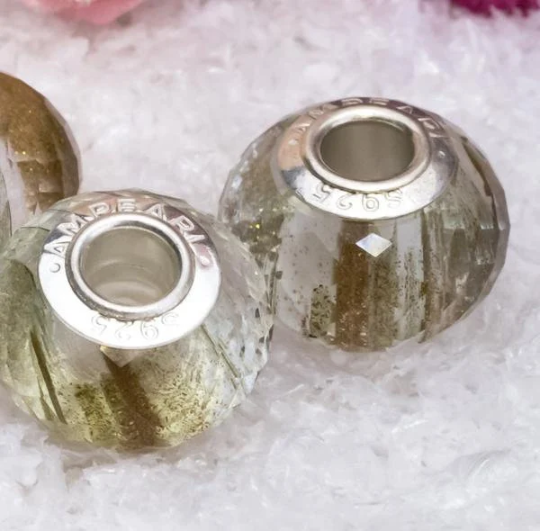 Faceted Golden Sandstone With Multi-Layerd Veil Daylight Brilliance Bead for Big Core Bracelets