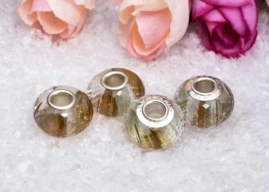 Faceted Golden Sandstone With Multi-Layerd Veil Daylight Brilliance Bead for Big Core Bracelets
