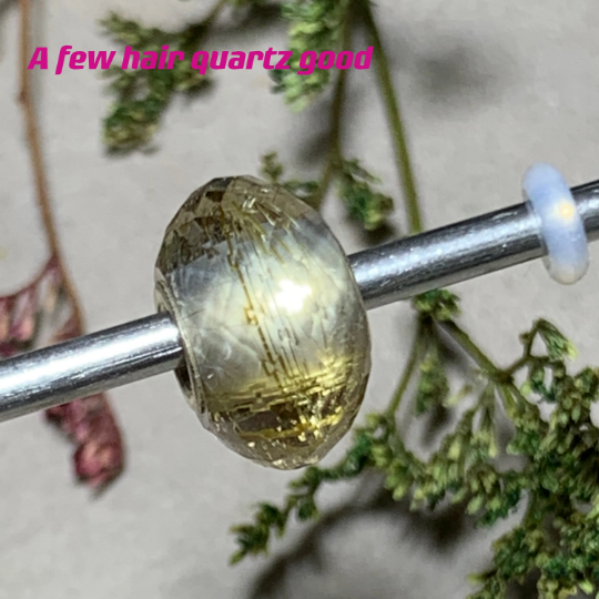 Faceted Golden or Copper Rutilated Quartz Beads with Big Hole for European Bracelets