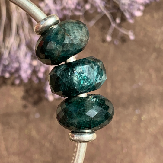 Noble Natural Gemstone Beads Fairly Good Faceted Green Apatite beads for European Charm Trollbeads Bracelet or Pandora Bangle
