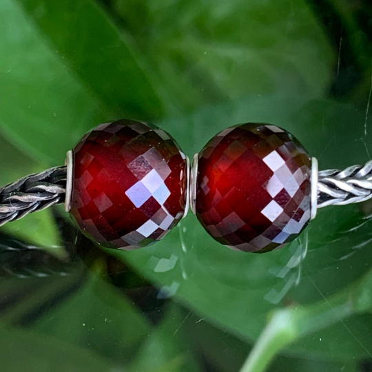 11.5~12.5mm Faceted Hessonite Garnet Beads Round Gemstone Bead with Small Core for European Trollbeads Charm Bracelets and Pandora Bangles