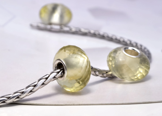 Faceted Lemon Quartz Beads Lemon Crystal with Big Core for European Charm Bracelets