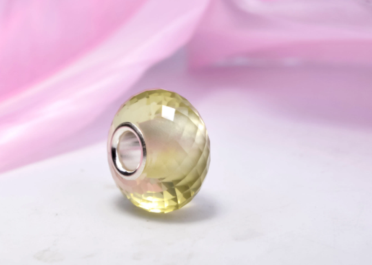 Faceted Lemon Quartz Beads Lemon Crystal with Big Core for European Charm Bracelets