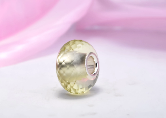 Faceted Lemon Quartz Beads Lemon Crystal with Big Core for European Charm Bracelets