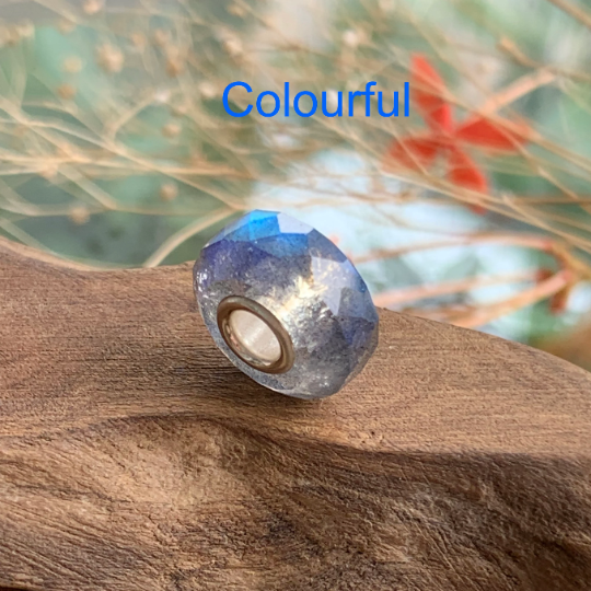 Charming Faceted Small Size Labradorite Beads with Silver Core for European Trollbeads Bracelets and Some of the Pandora Bangles