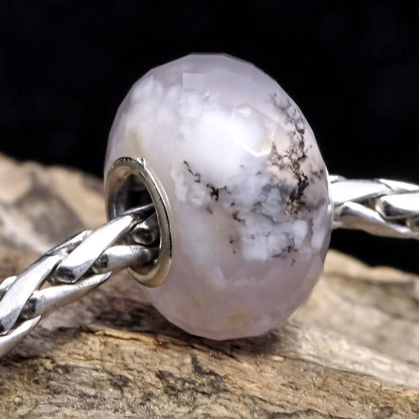 Faceted Agate Dendritic Partially Transparent Bead5