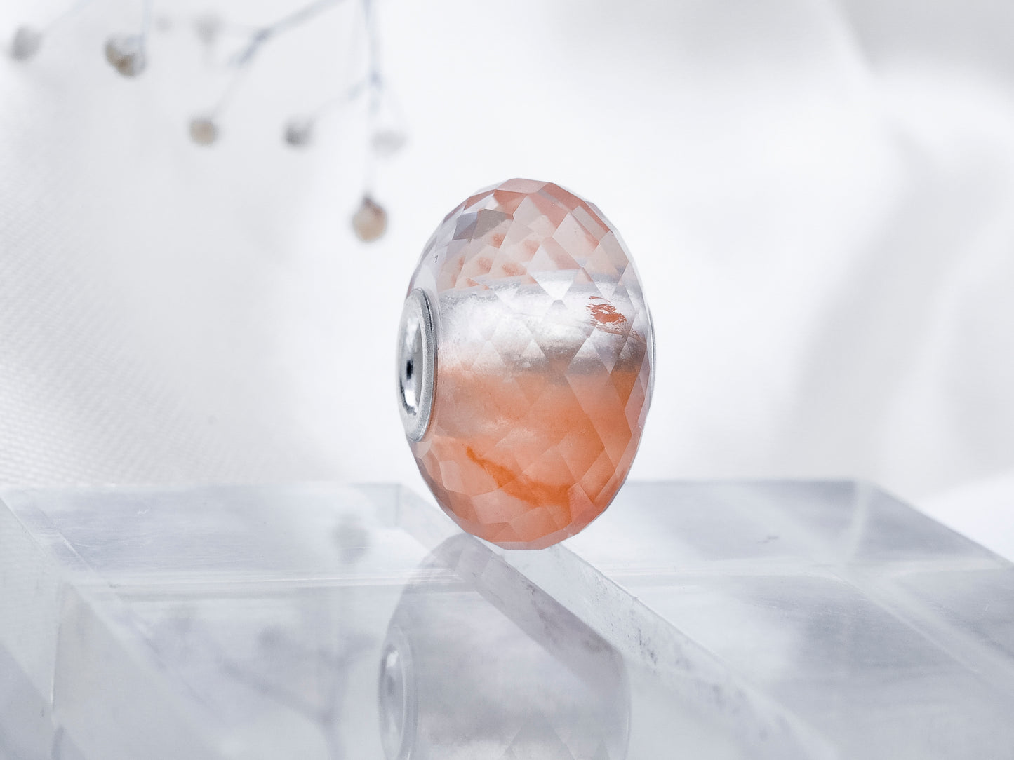 Faceted Awesome Red Rutilite Quartz Bead Q1
