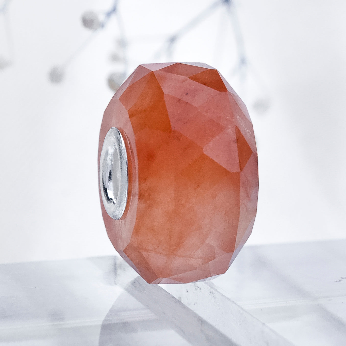 Faceted Awesome Red Rutilite Quartz Bead Q2