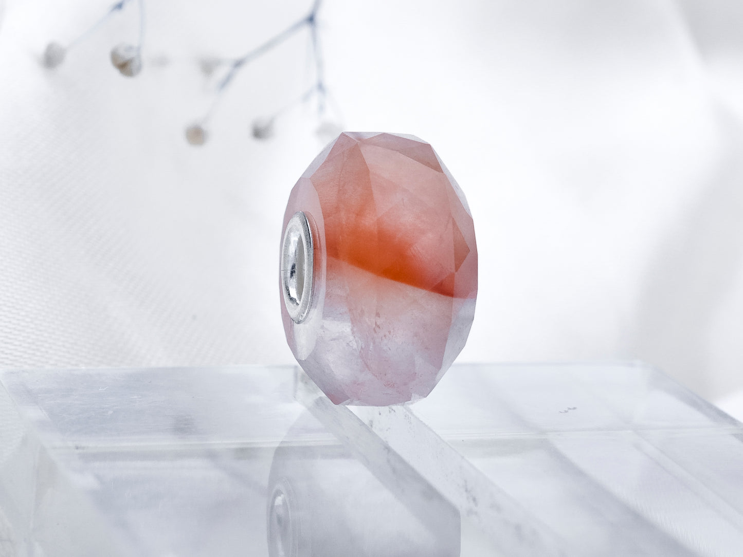 Faceted Awesome Red Rutilite Quartz Bead Q2
