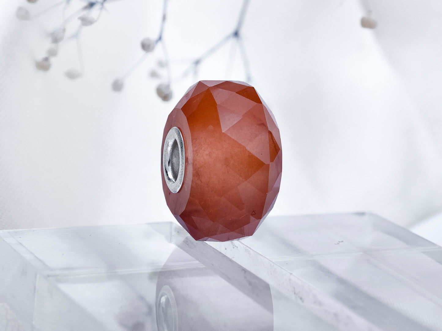 Faceted Awesome Red Rutilite Quartz Bead Q2