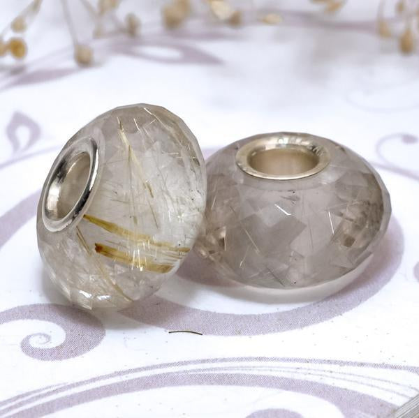 Faceted Golden Rutilite Quartz Bead Few hair quartz-good4