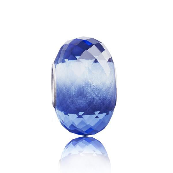 Faceted Marine Blue Glass Material Gemstone Beads with Large Core for European Charm Bracelets