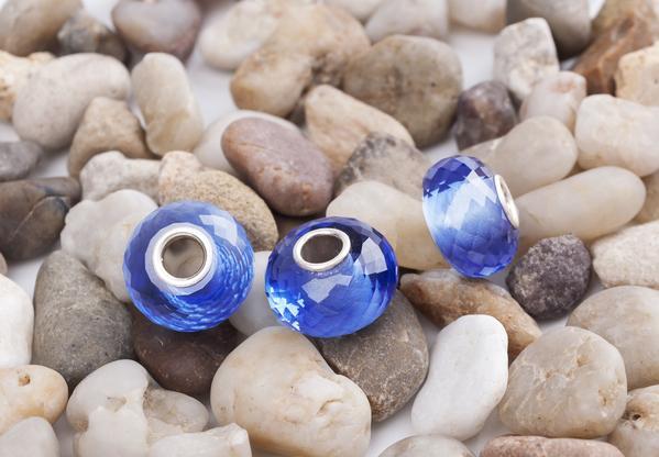 Faceted Marine Blue Glass Material Gemstone Beads with Large Core for European Charm Bracelets