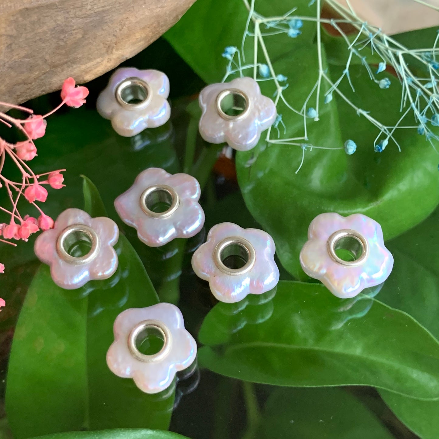 Stylish Natural Flower shaped Pearl Freshwater pearl Beads With Silver Core Amazing Beads for European Bracelet