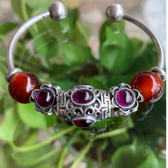 Gemstone Silver Gold Barrel Beads Rhodolite Artificial Sapphire Opal Moonstone Amethyst peridot for European Charm Bracelets