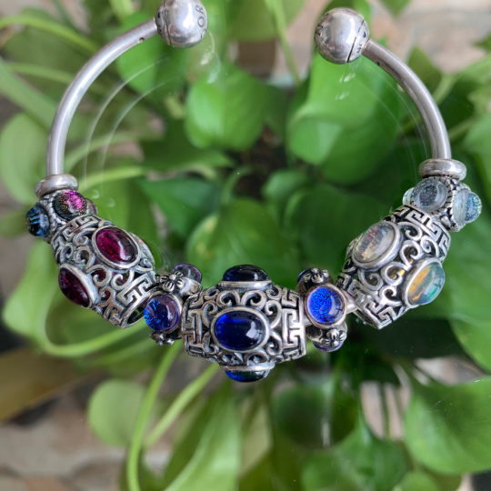 Gemstone Silver Gold Barrel Beads Rhodolite Artificial Sapphire Opal Moonstone Amethyst peridot for European Charm Bracelets